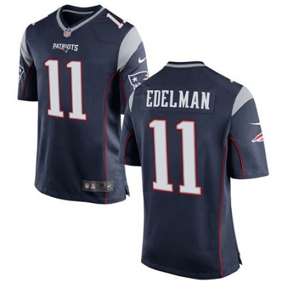 Men's New England Patriots Julian Edelman Game Jersey Navy Blue
