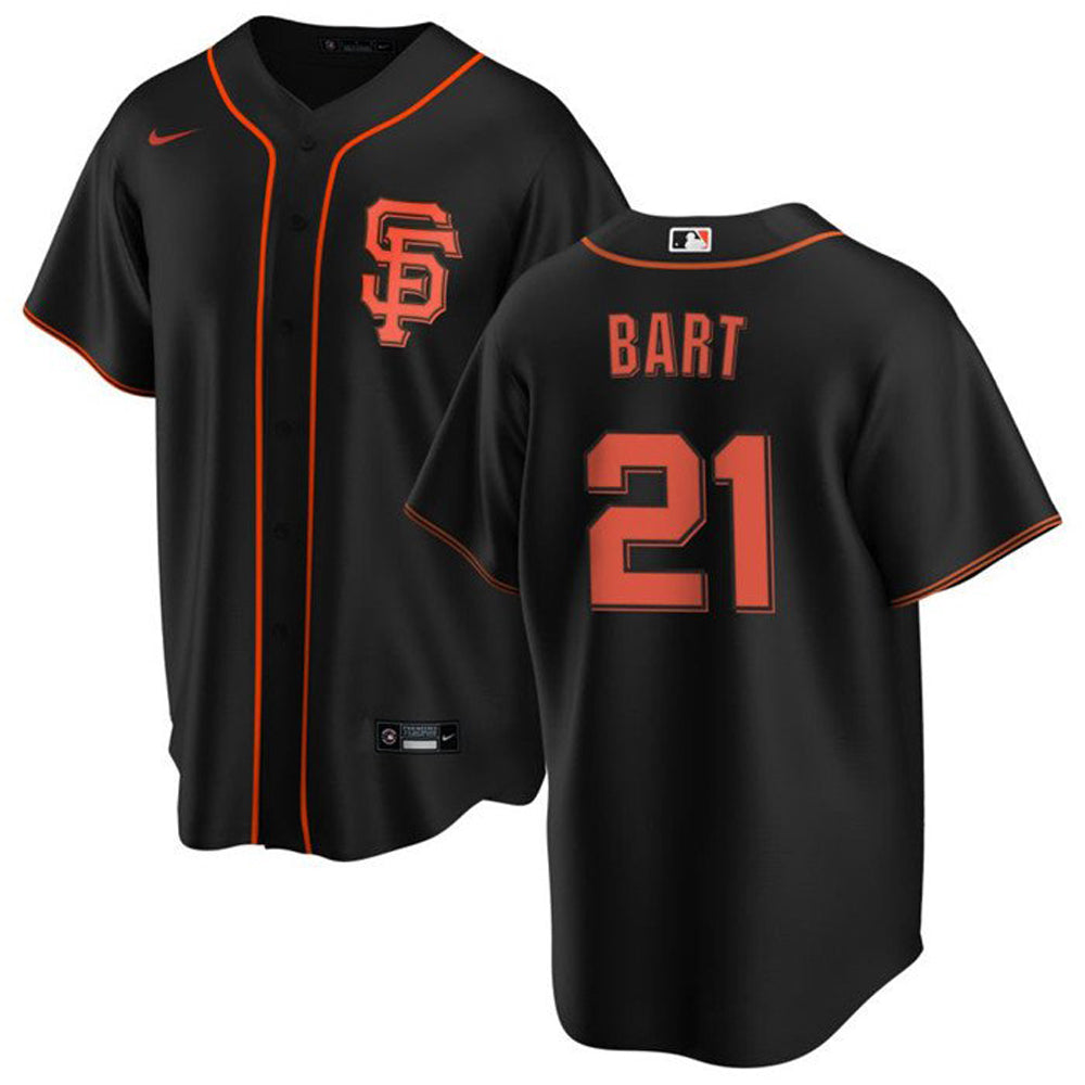 Men's San Francisco Giants Joey Bart Cool Base Replica Alternate Jersey - Black